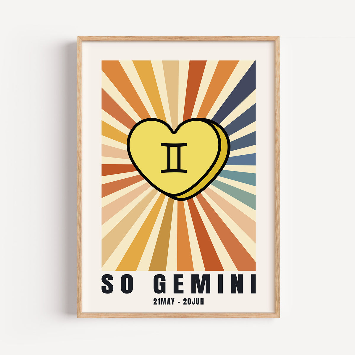 So Your Star Sign - Retro Sunburst Print | Zodiac Star Sign Wall Art