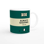 "Glossy white ceramic 11oz mug, safe for dishwasher and microwave, perfect for Dad's morning coffee."