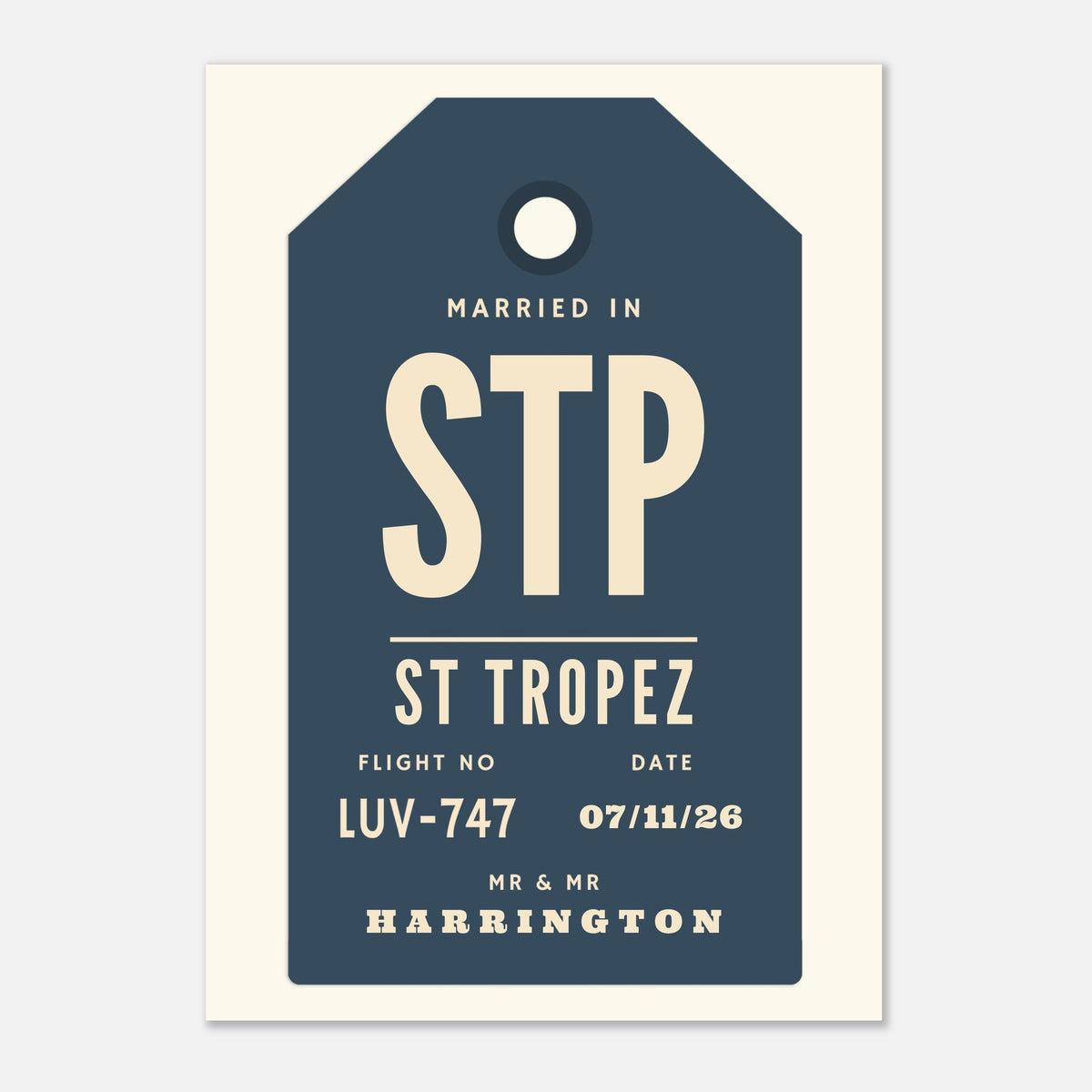 Mr & Mr Married In - Luggage Tag Print | Timmy Loves Art