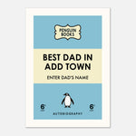 "Personalized 'Best Dad in Your Town' Penguin Book Print gift for Father's Day"