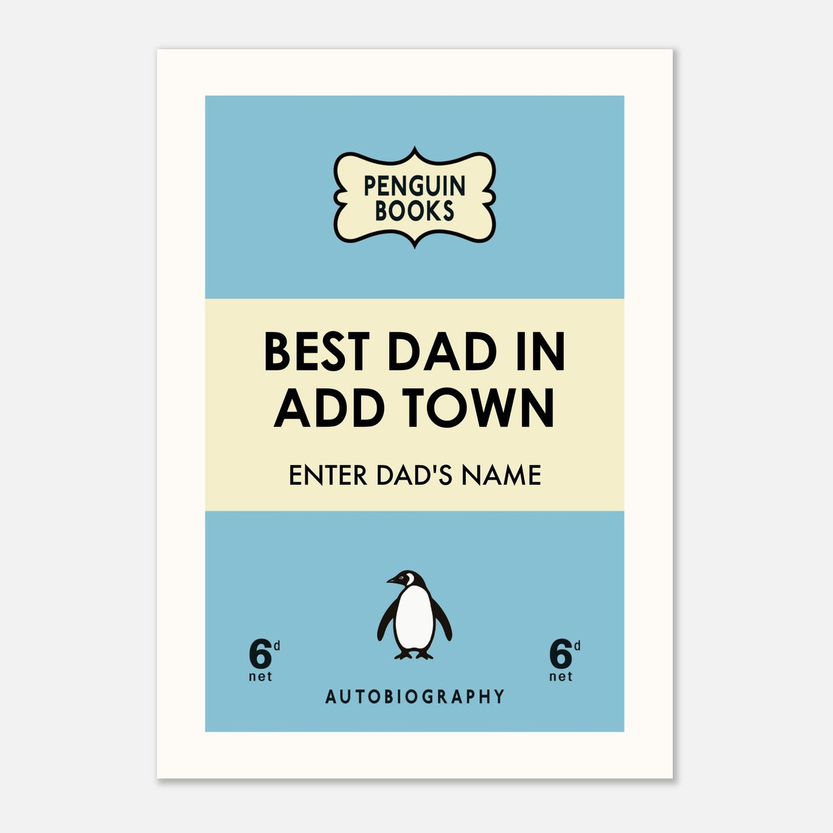 Best Dad In Your Town - Custom Penguin Book Print | Wall Art