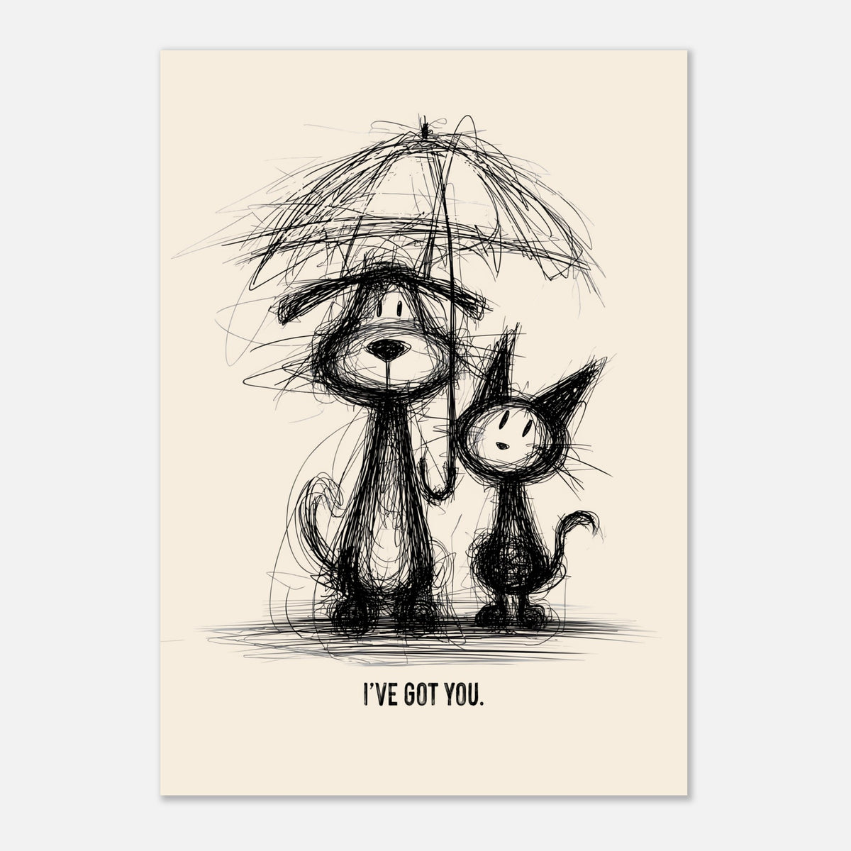 I've Got You - Hand Drawn Sketch Style Print — detail view | Timmy Loves Art