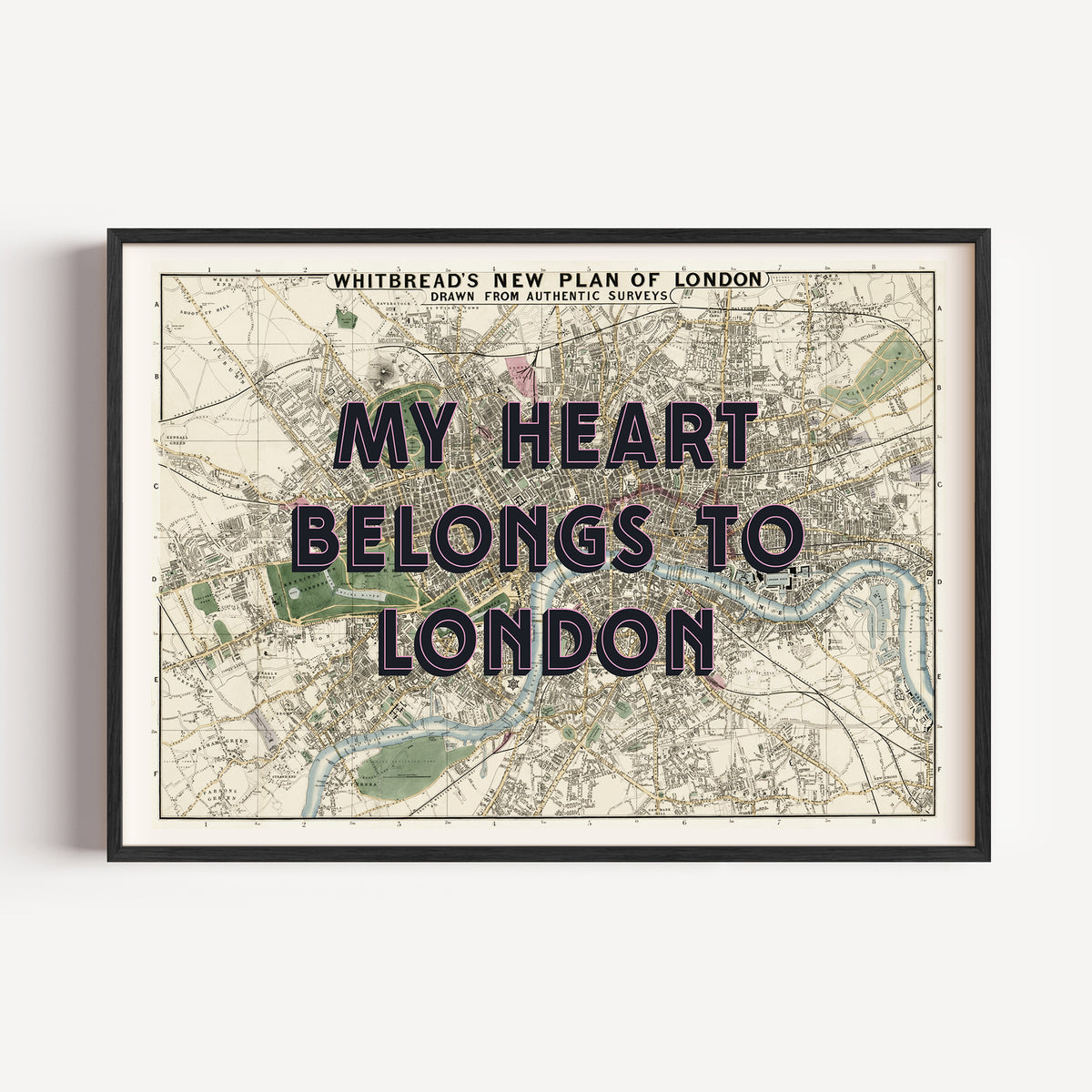 My Heart Belongs To London - Vintage Map Art Print | Destination Wall Art