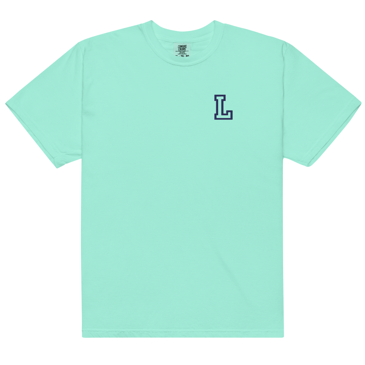 Letter L Embroidered T-shirt - Navy Varsity Style | Cotton Tee