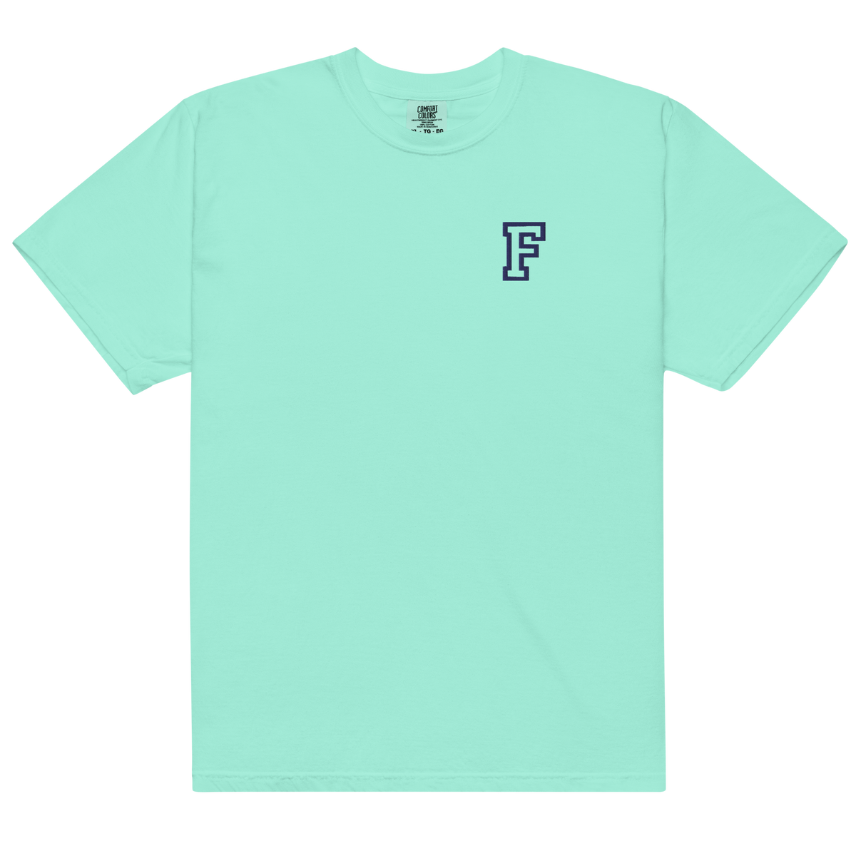 Letter F Embroidered Tee - Varsity Style | Personalised Cotton