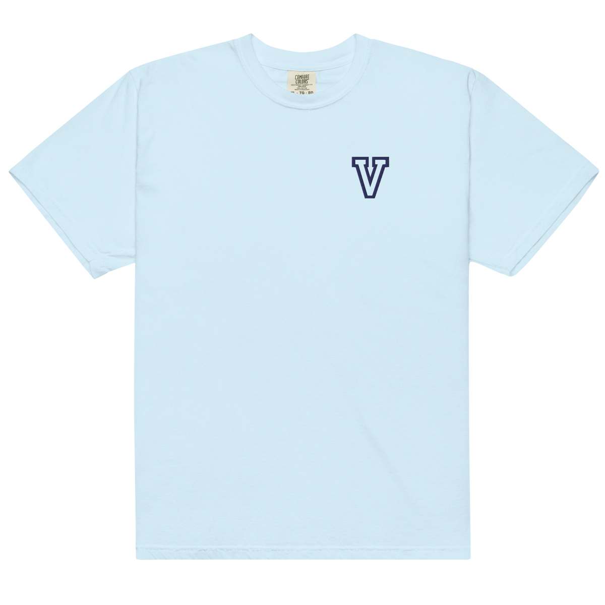 Letter V Embroidered T-shirt - Personalised Cotton Tee | Navy