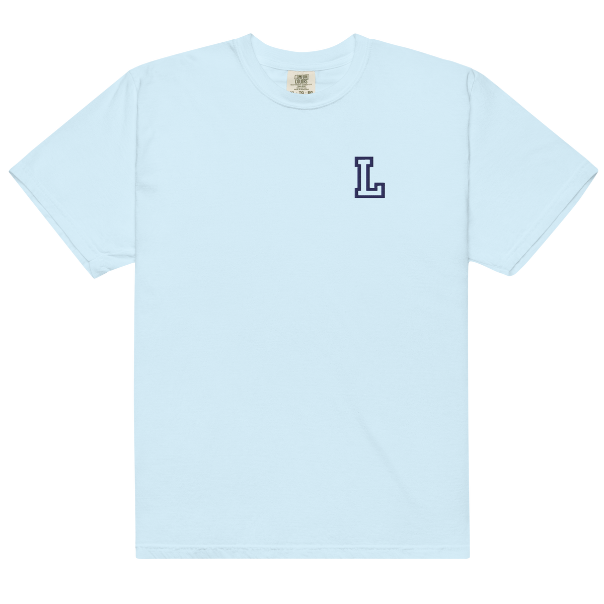 Letter L Embroidered T-shirt - Navy Varsity Style | Cotton Tee