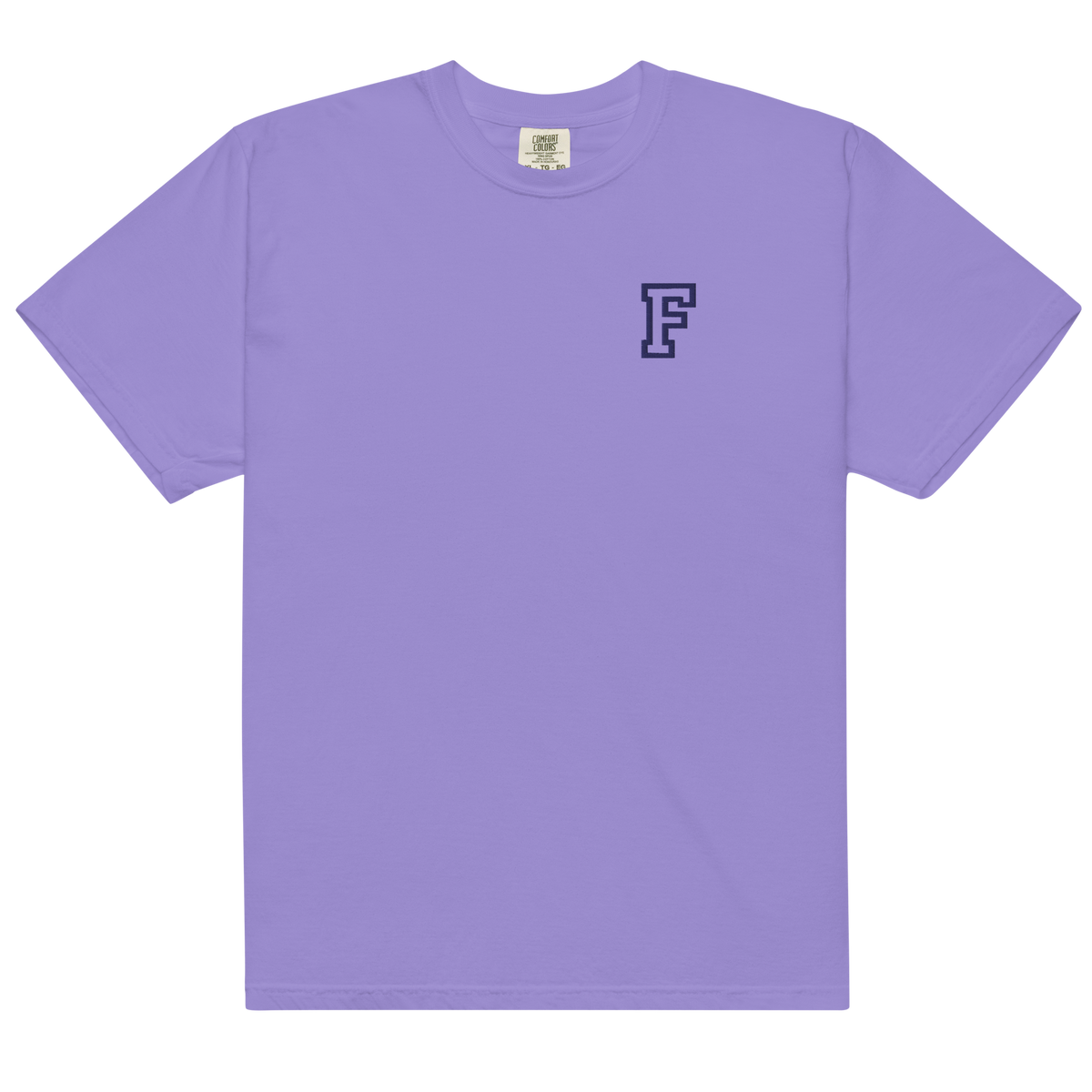 Letter F Embroidered Tee - Varsity Style | Personalised Cotton