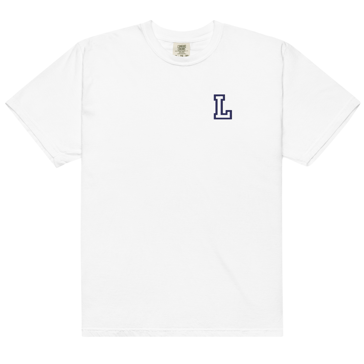Letter L Embroidered T-shirt - Navy Varsity Style | Cotton Tee