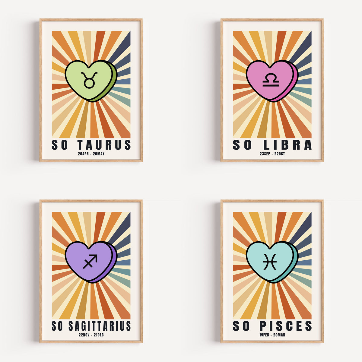 So Your Star Sign - Retro Sunburst Print | Zodiac Star Sign Wall Art