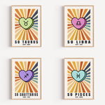 So Your Star Sign - Retro Sunburst Print | Zodiac Star Sign Wall Art